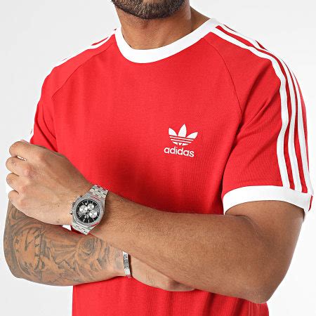 camiseta adidas 3 rayas roja